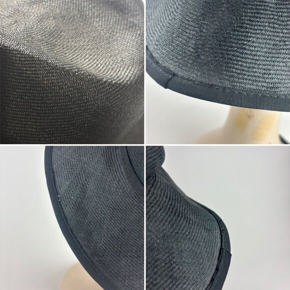 Vintage 60s Straw Sun Hat Womens Black Floppy With Chin Strap main image 6